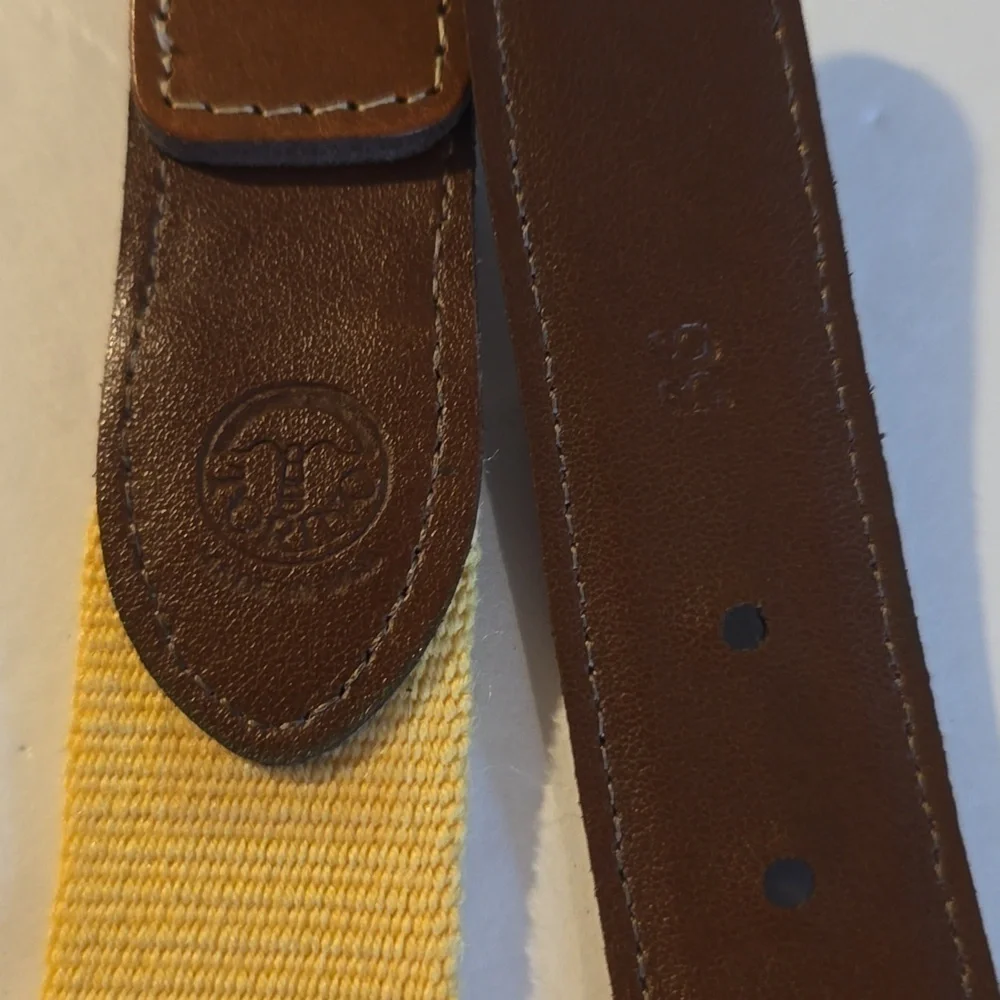 Torino Womens Yellow belt with brown leather ENDS Gold Buckle Sz.L
